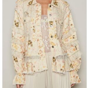 POL -Double Take Floral Cream Jacket